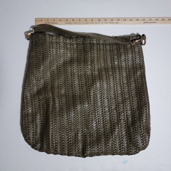 MMS Design Studio Large Olive Green Woven Bucket Bag with Gold Hardware - Picture 2 of 10